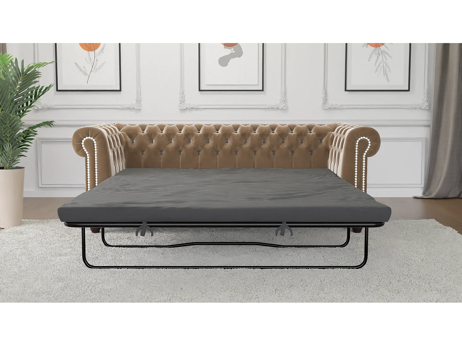 Liv 3-Sitzer Chesterfield Sofa mit Schlaffunktion Samt Bezug