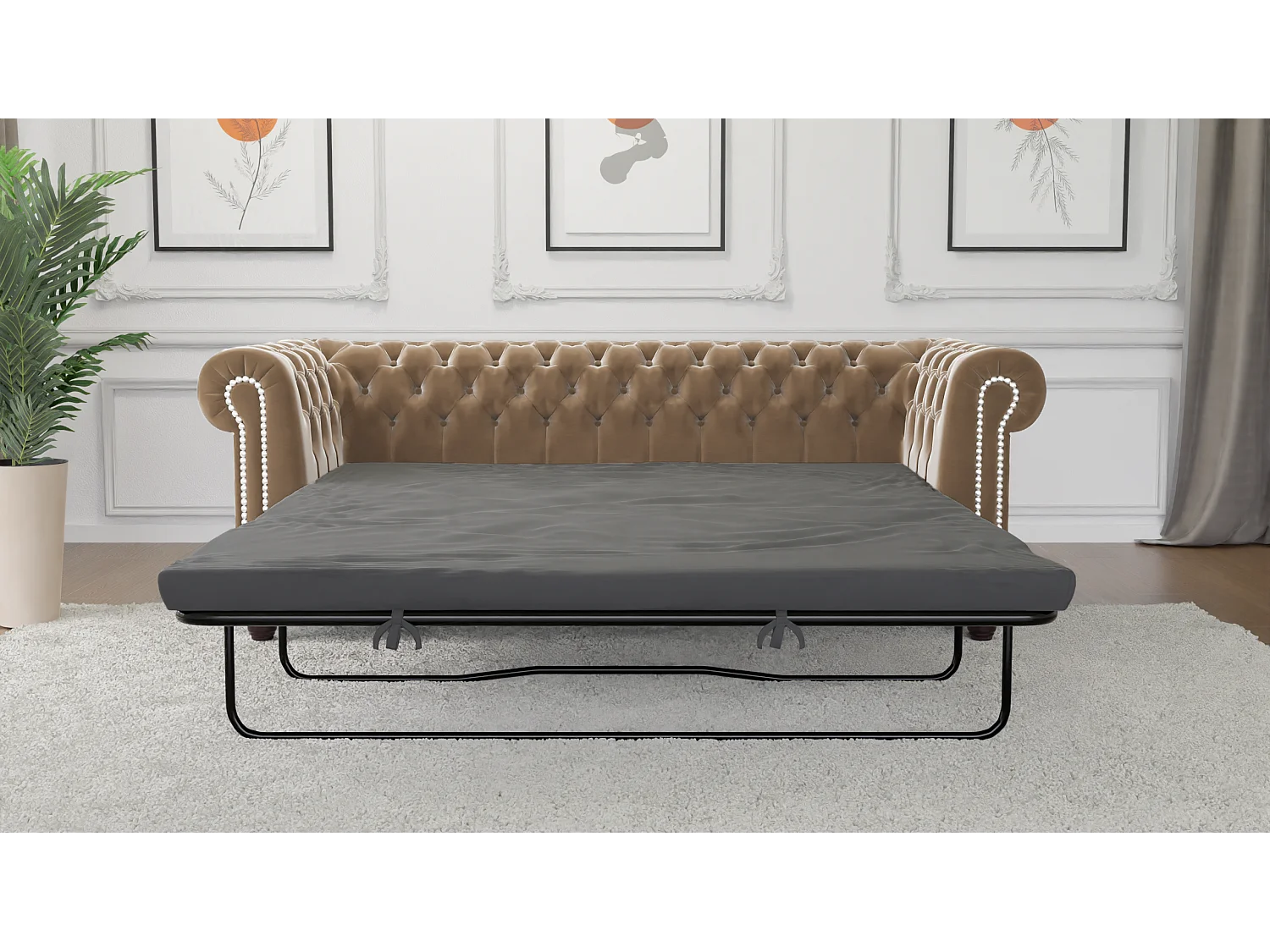 Liv 3-Sitzer Chesterfield Sofa mit Schlaffunktion Samt Bezug