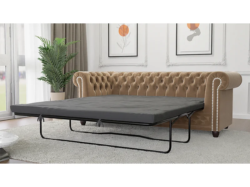 Liv 3-Sitzer Chesterfield Sofa mit Schlaffunktion Samt Bezug