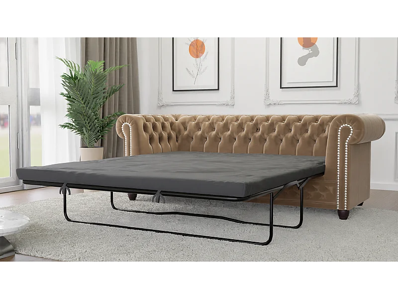Liv 3-Sitzer Chesterfield Sofa mit Schlaffunktion Samt Bezug