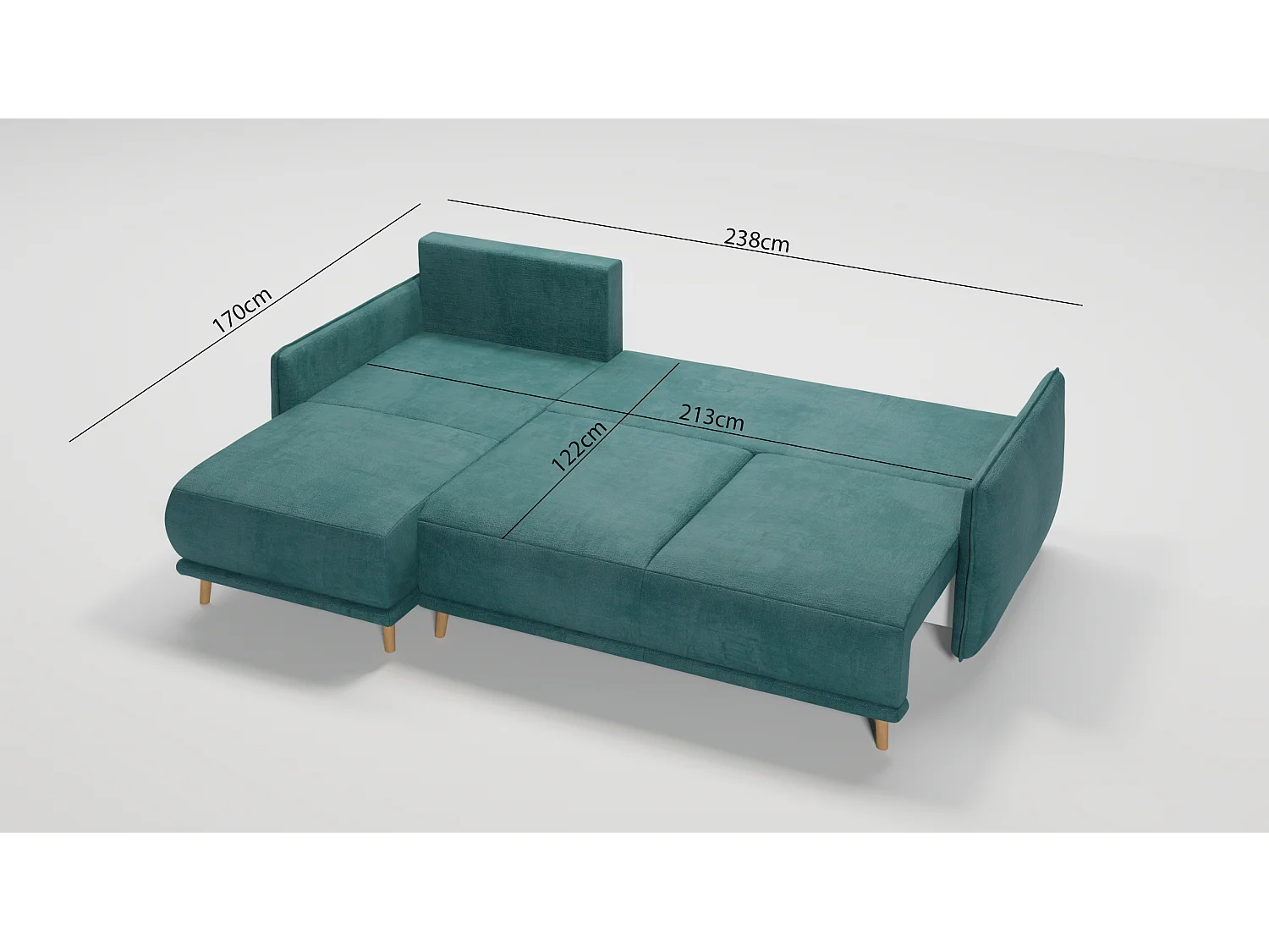 Ecksofa Noah mit Bettfunktion und Bettkasten, im skandinavischen Design