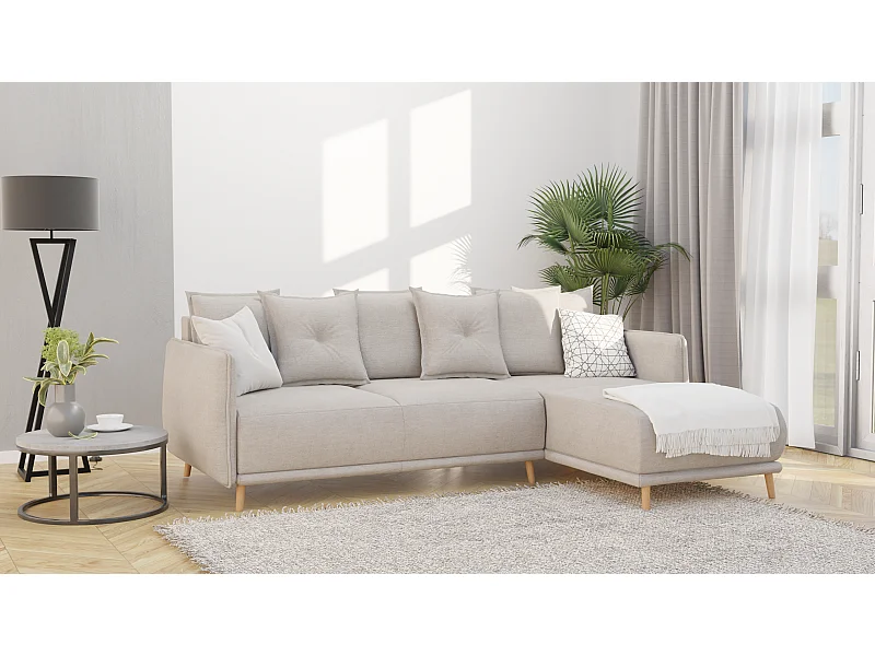 Ecksofa Noah mit Bettfunktion und Bettkasten, im skandinavischen Design