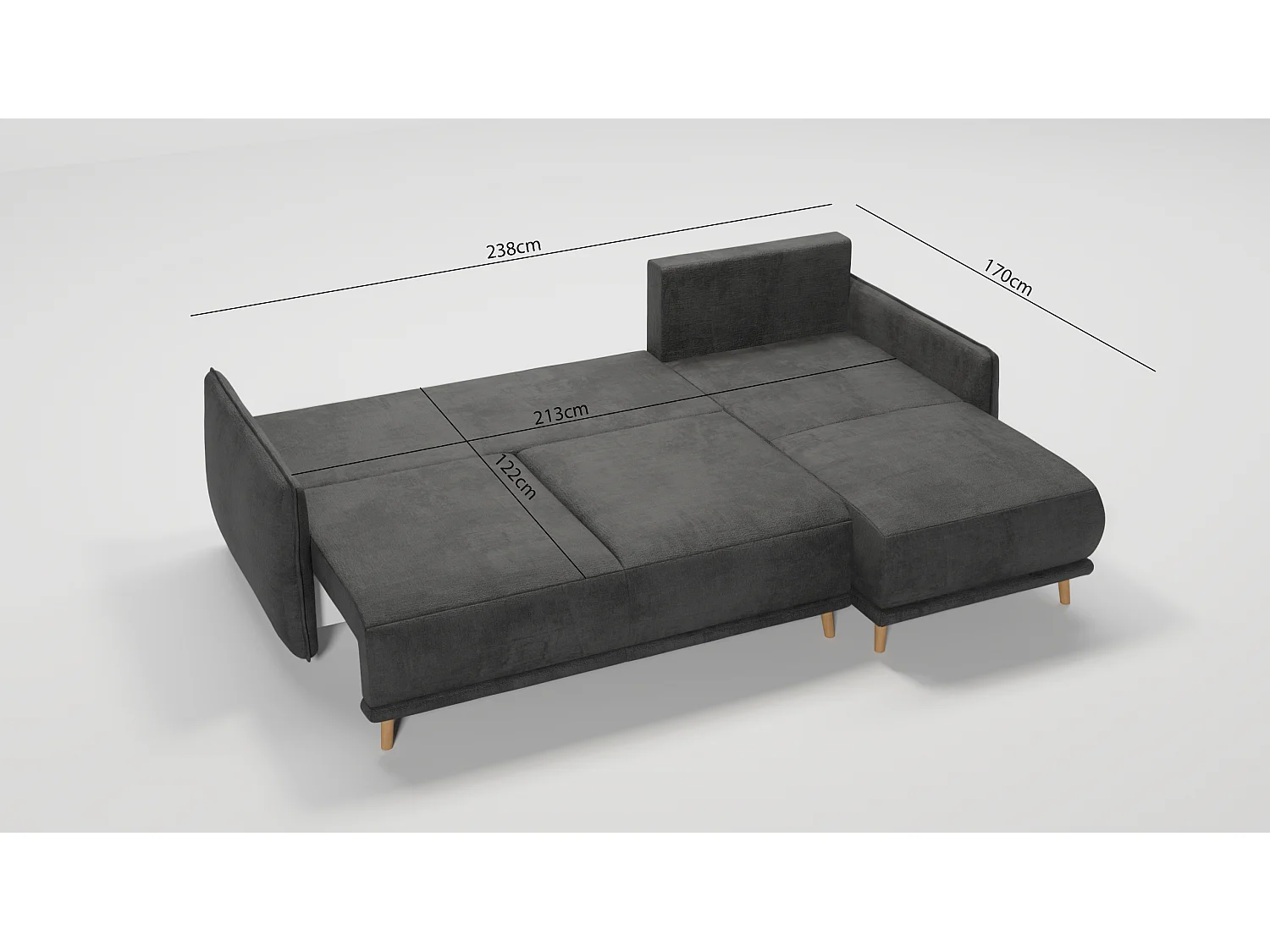 Ecksofa Noah mit Bettfunktion und Bettkasten, im skandinavischen Design