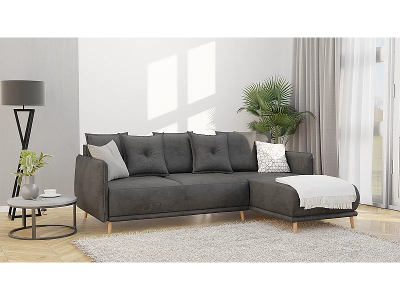 Ecksofa Noah mit Bettfunktion und Bettkasten, im skandinavischen Design