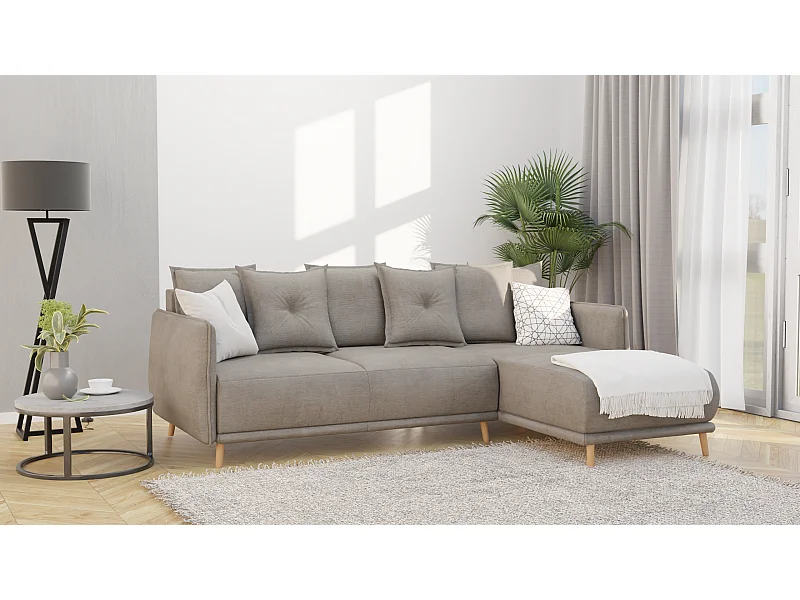 Ecksofa Noah mit Bettfunktion und Bettkasten, im skandinavischen Design