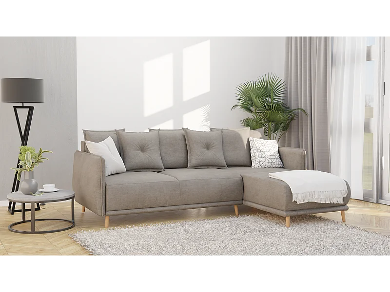 Ecksofa Noah mit Bettfunktion und Bettkasten, im skandinavischen Design
