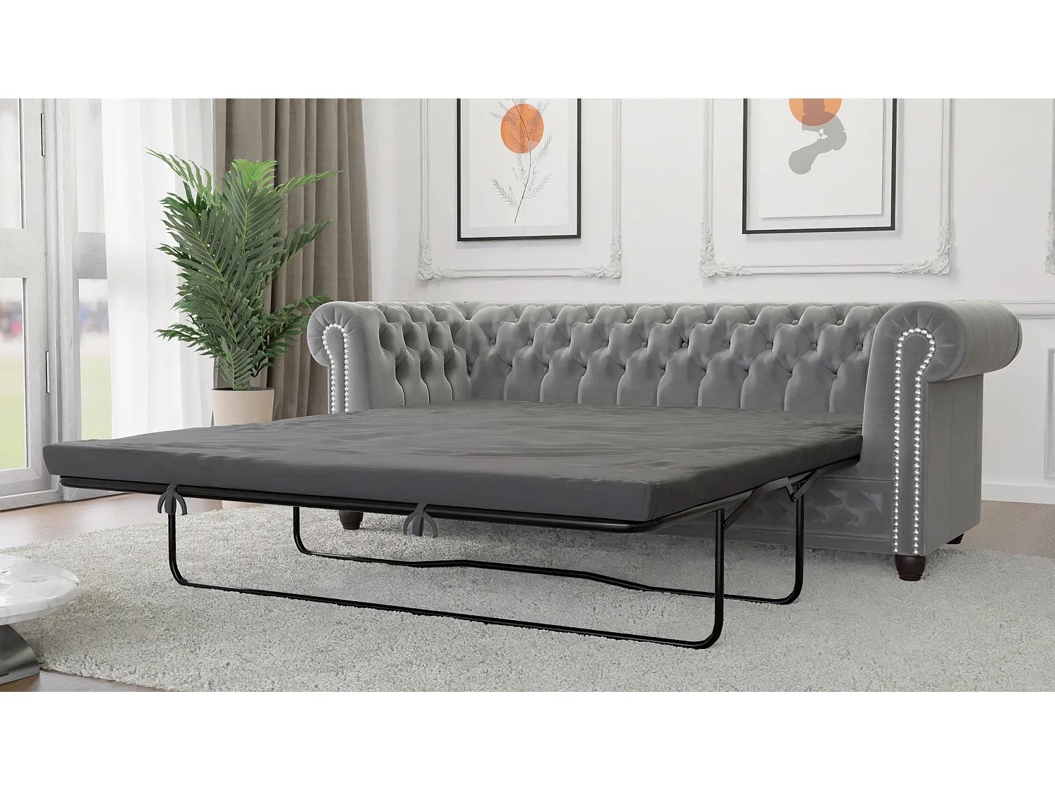 Liv 3-Sitzer Chesterfield Sofa mit Schlaffunktion Samt Bezug