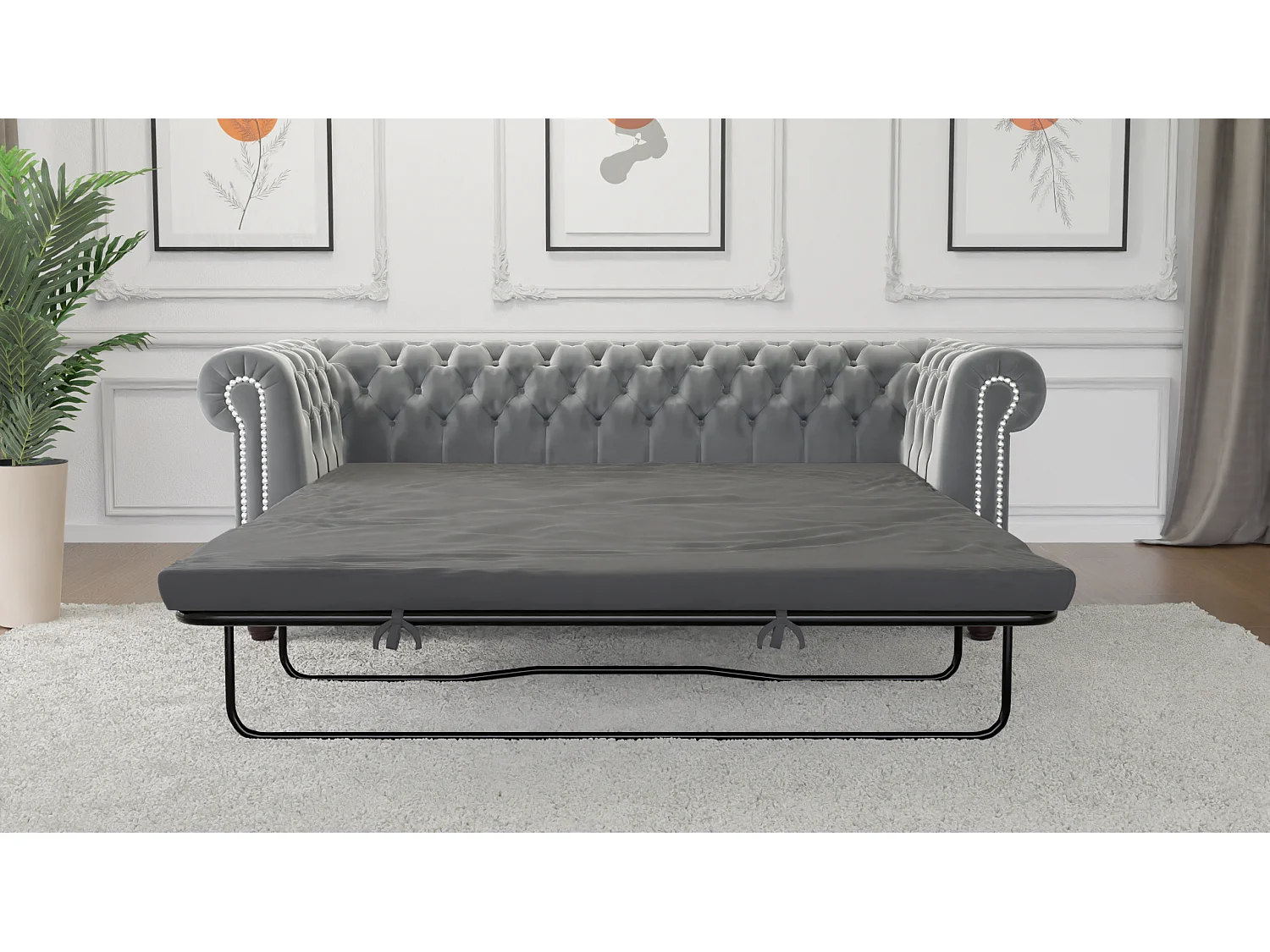 Liv 3-Sitzer Chesterfield Sofa mit Schlaffunktion Samt Bezug