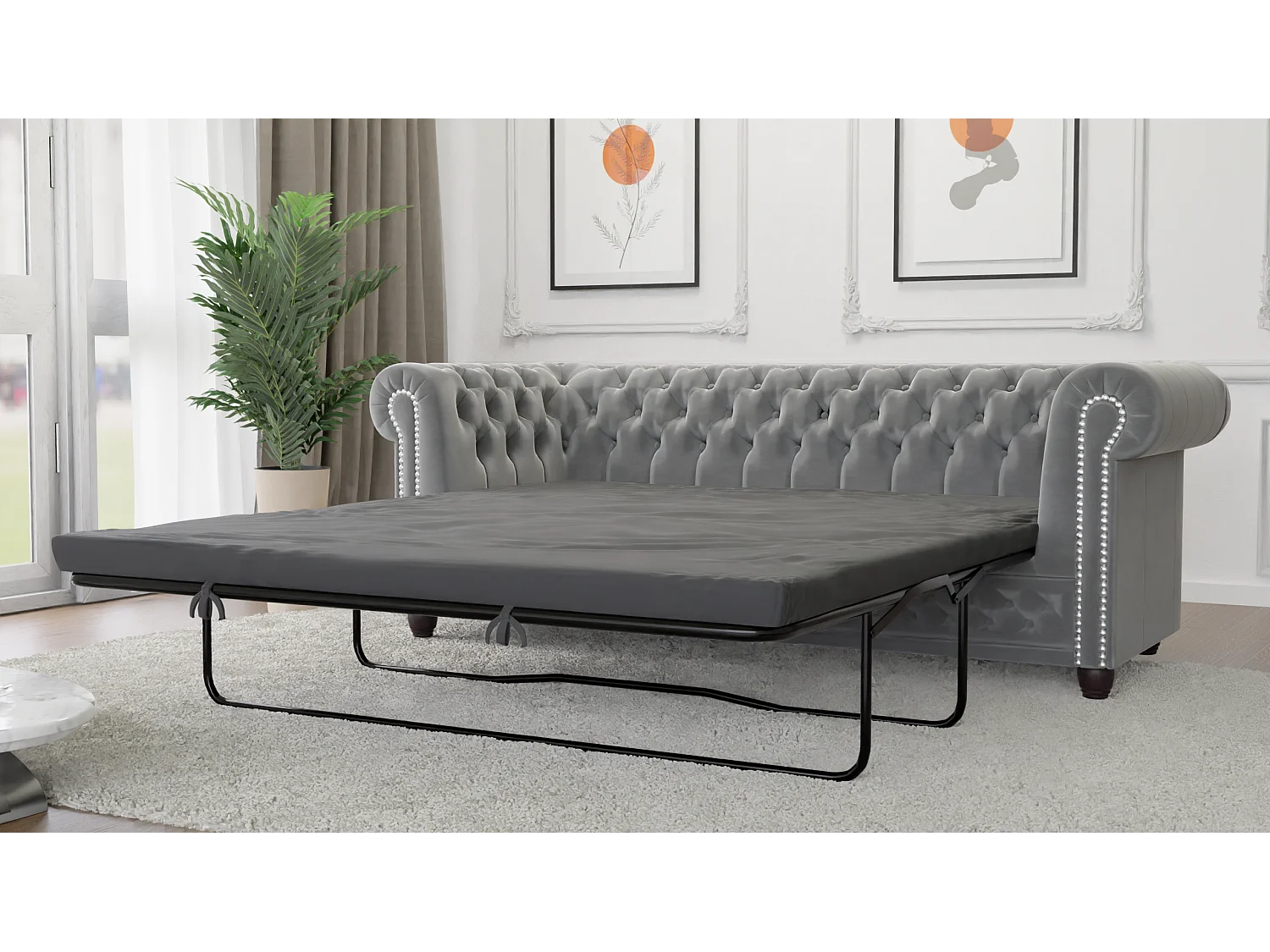 Liv 3-Sitzer Chesterfield Sofa mit Schlaffunktion Samt Bezug