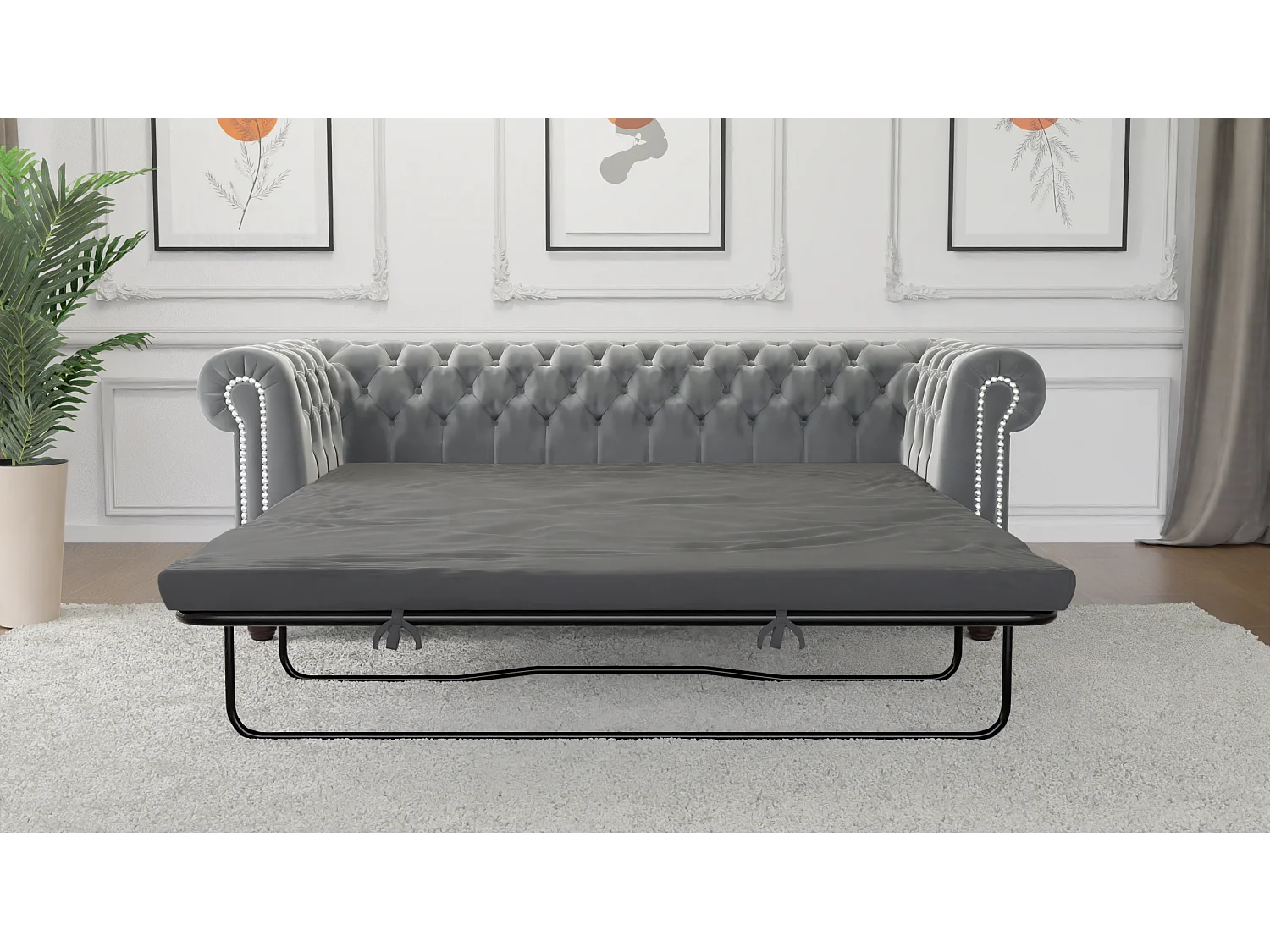 Liv 3-Sitzer Chesterfield Sofa mit Schlaffunktion Samt Bezug