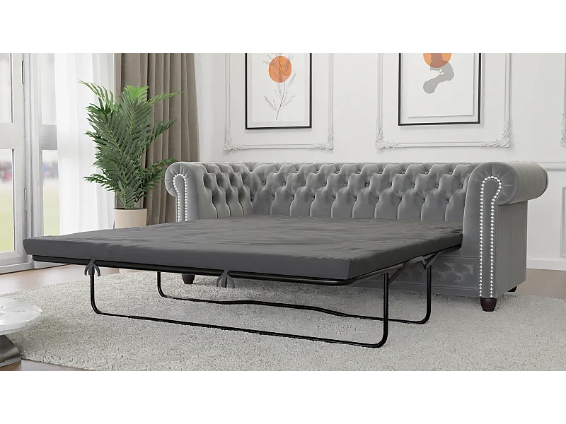Liv 3-Sitzer Chesterfield Sofa mit Schlaffunktion Samt Bezug