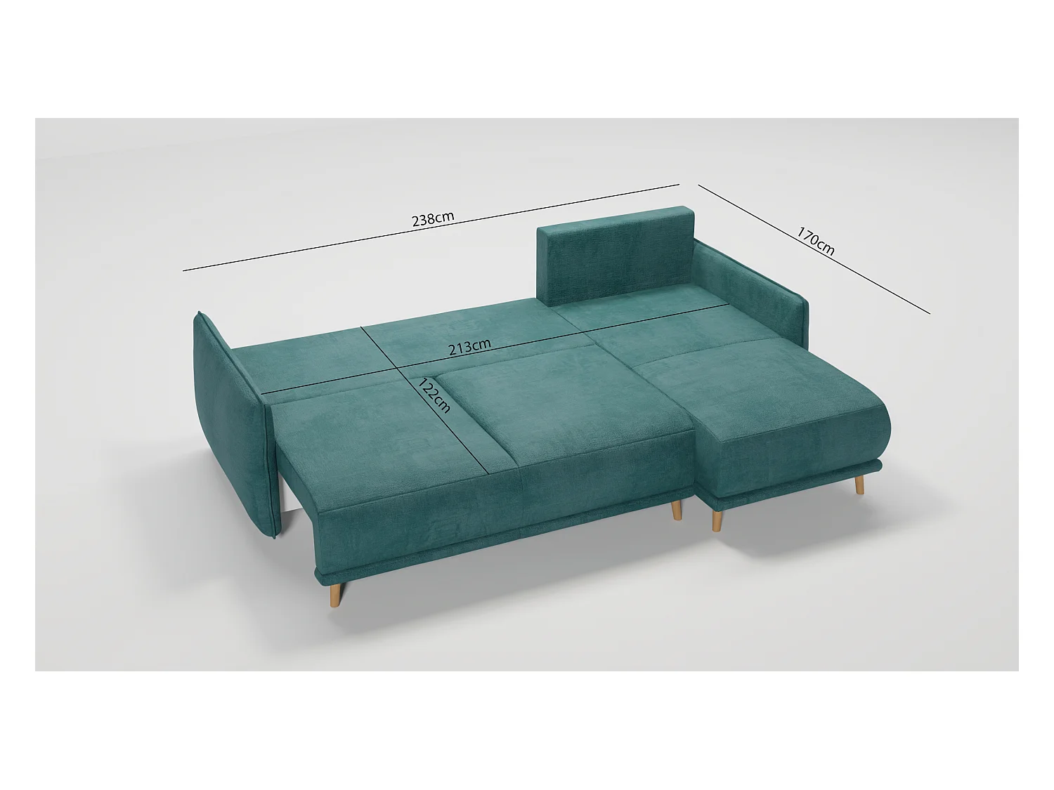 Ecksofa Noah mit Bettfunktion und Bettkasten, im skandinavischen Design