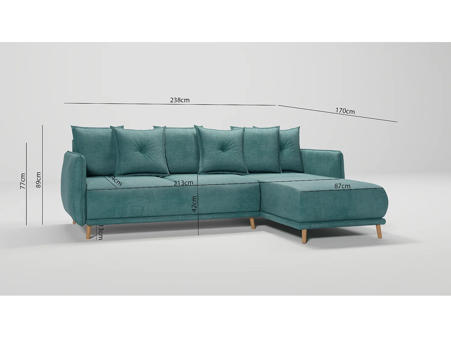 Ecksofa Noah mit Bettfunktion und Bettkasten, im skandinavischen Design