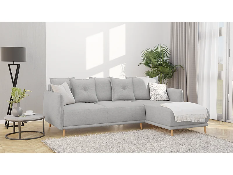 Ecksofa Noah mit Bettfunktion und Bettkasten, im skandinavischen Design