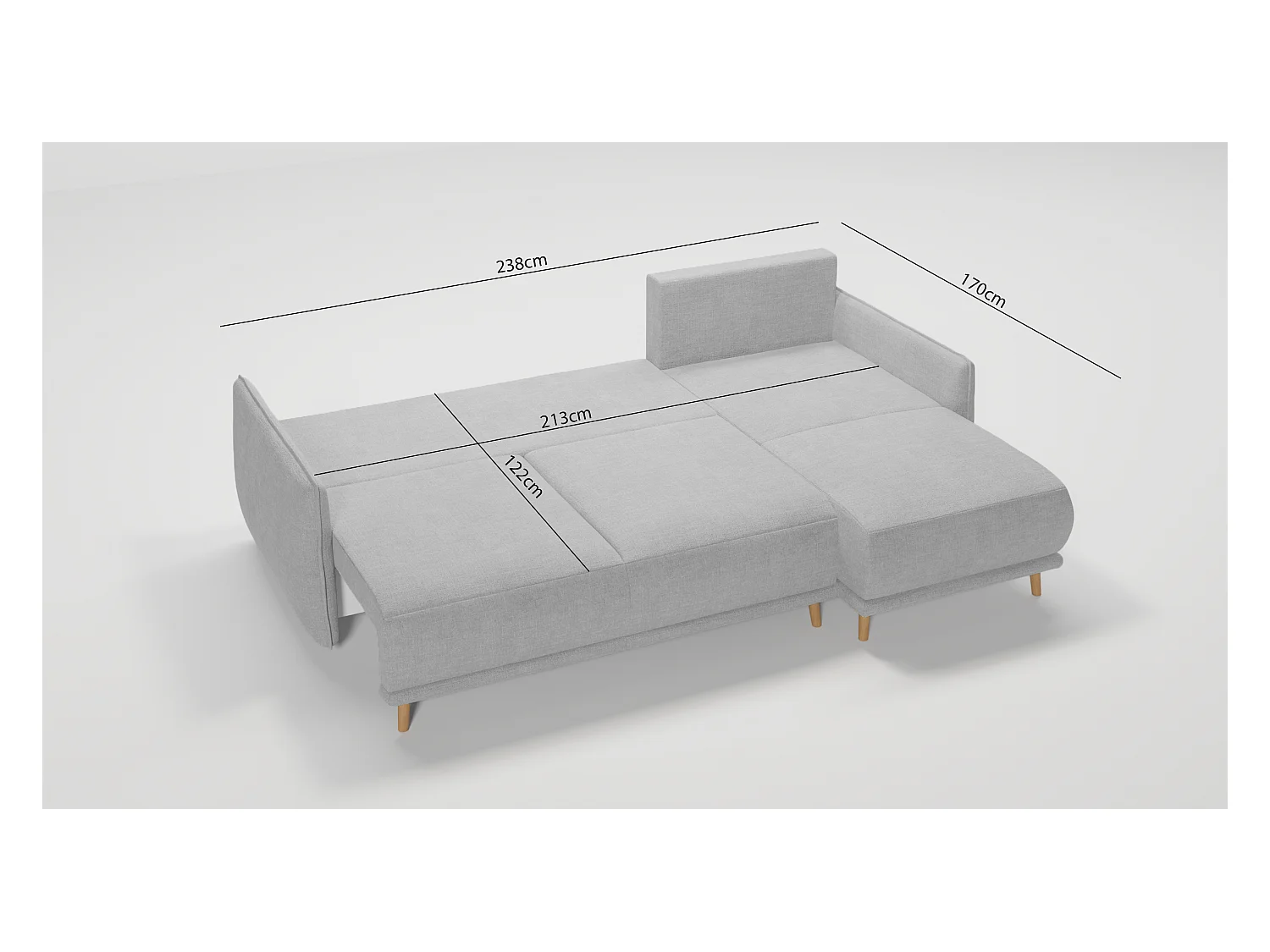 Ecksofa Noah mit Bettfunktion und Bettkasten, im skandinavischen Design