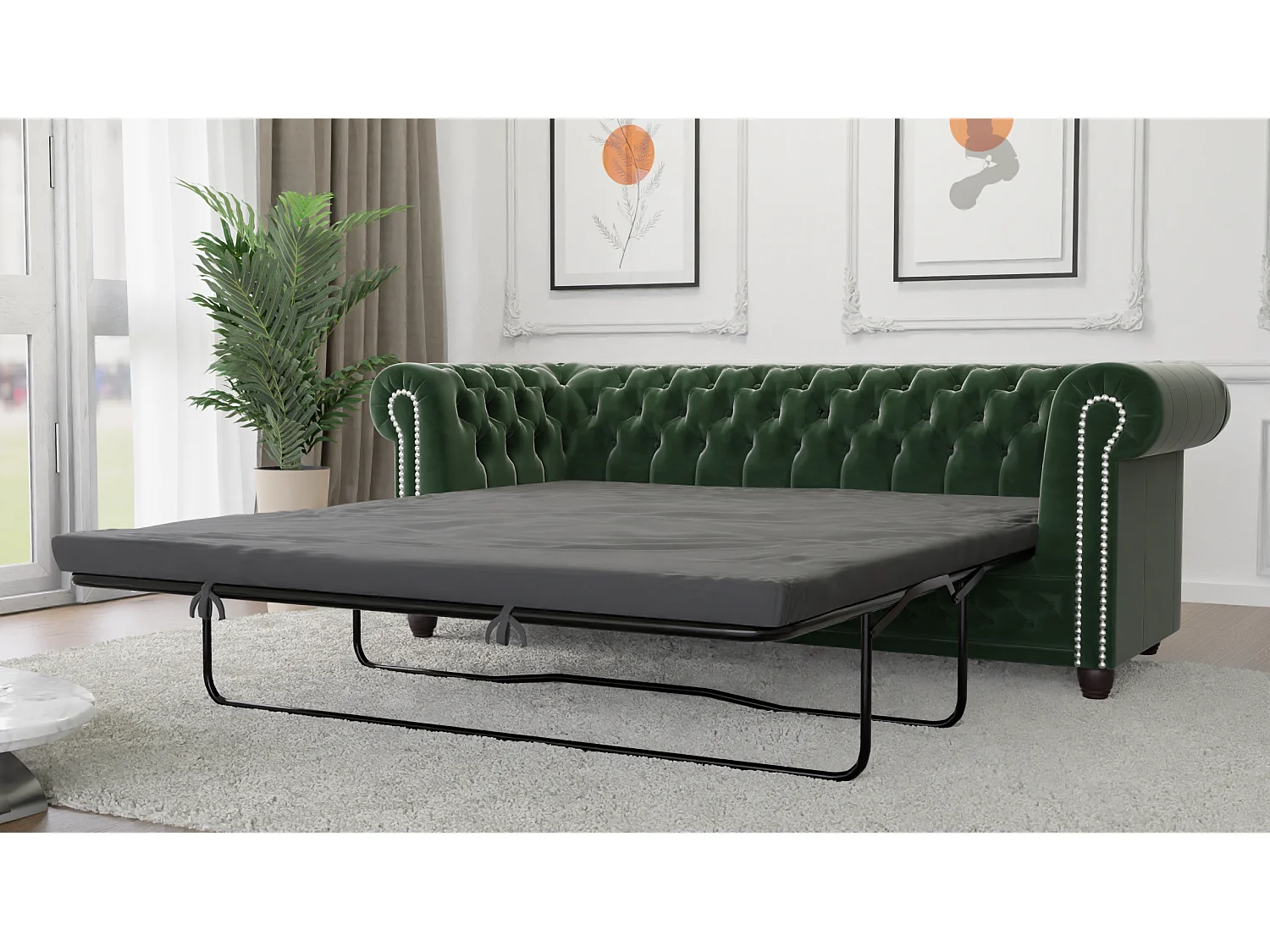 Liv 3-Sitzer Chesterfield Sofa mit Schlaffunktion Samt Bezug