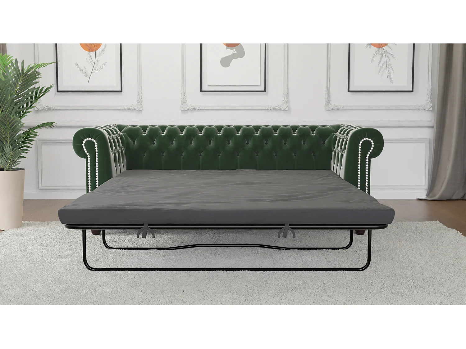 Liv 3-Sitzer Chesterfield Sofa mit Schlaffunktion Samt Bezug
