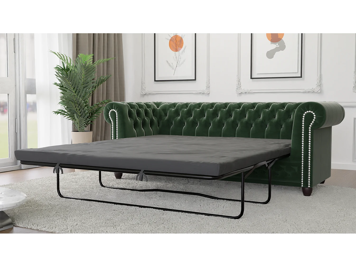 Liv 3-Sitzer Chesterfield Sofa mit Schlaffunktion Samt Bezug