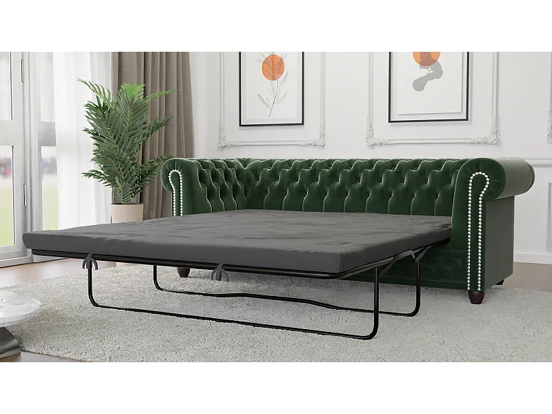 Liv 3-Sitzer Chesterfield Sofa mit Schlaffunktion Samt Bezug