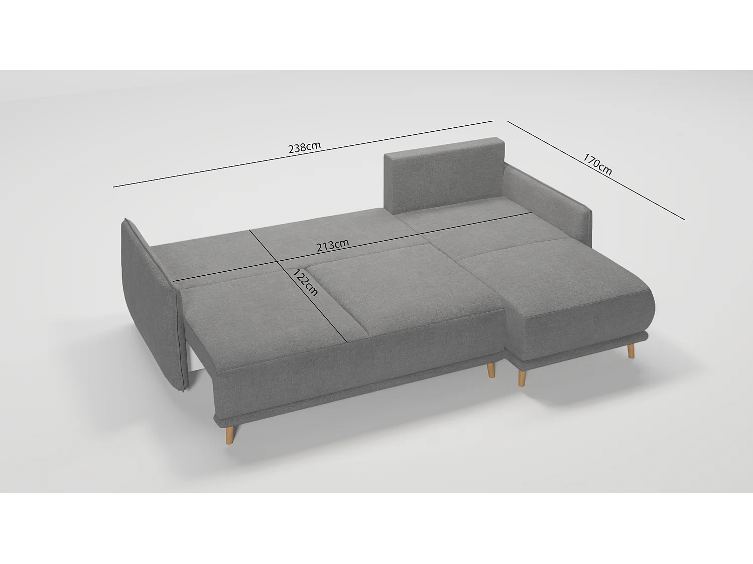 Ecksofa Noah mit Bettfunktion und Bettkasten, im skandinavischen Design