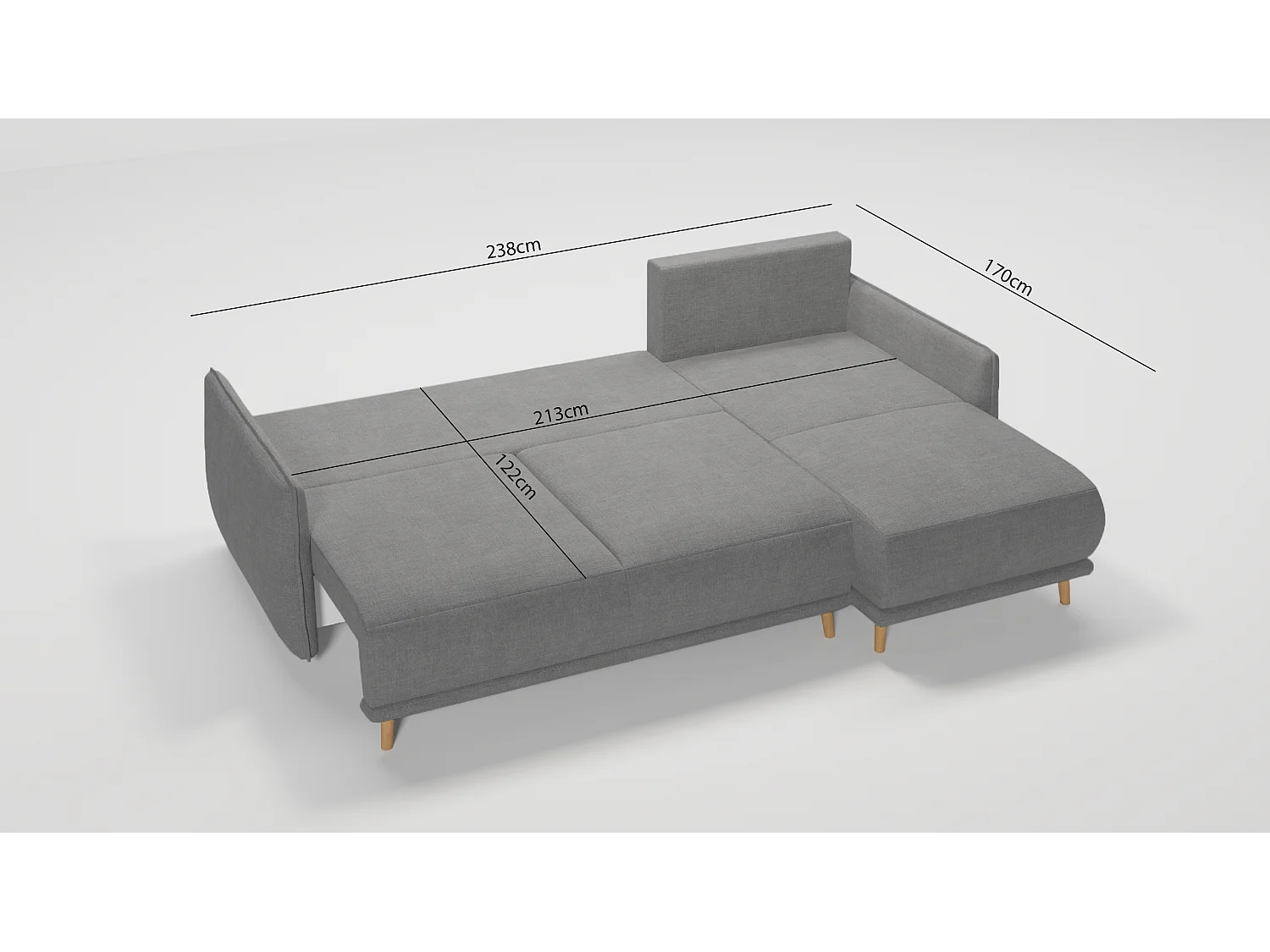 Ecksofa Noah mit Bettfunktion und Bettkasten, im skandinavischen Design