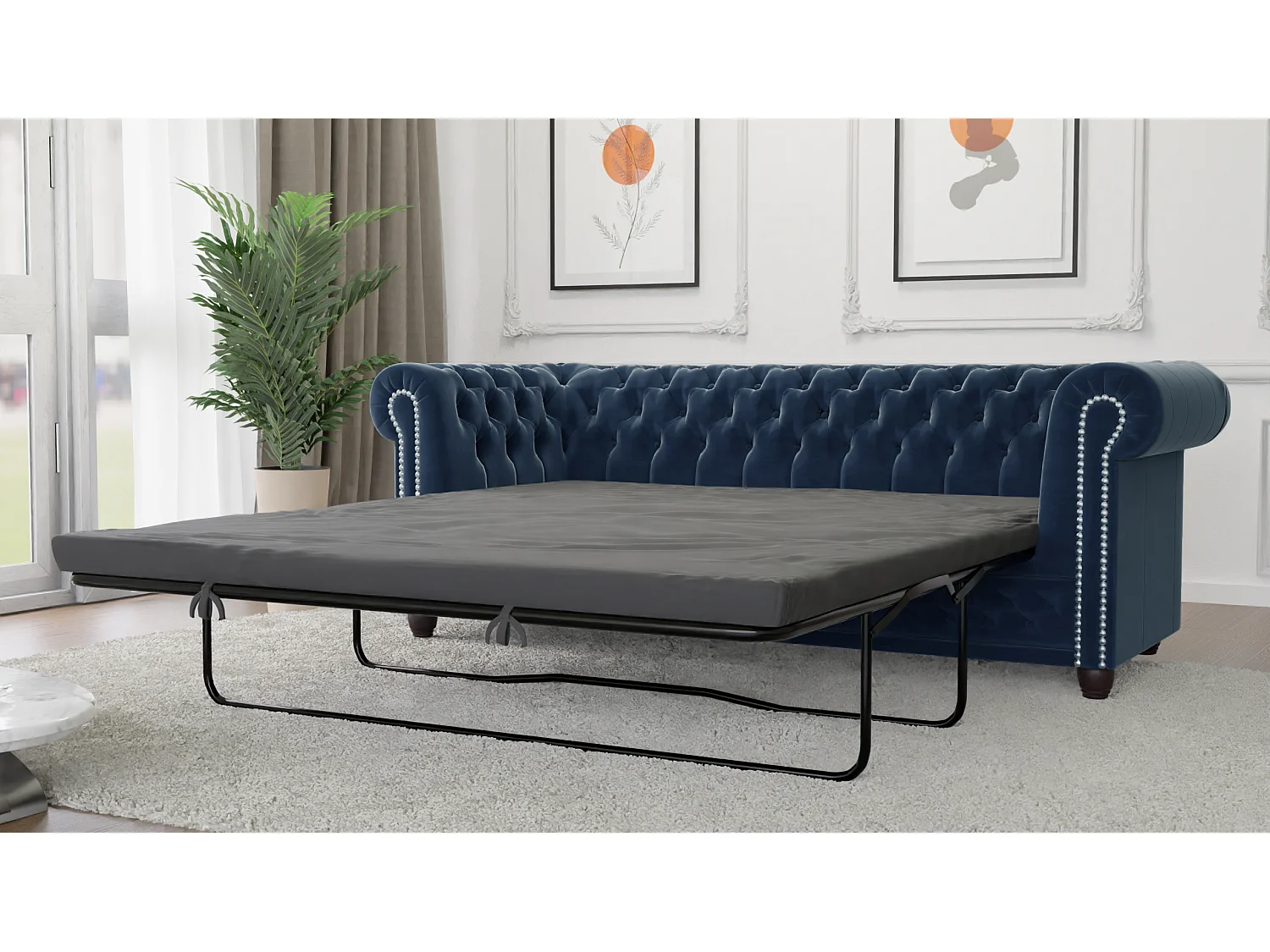 Liv 3-Sitzer Chesterfield Sofa mit Schlaffunktion Samt Bezug