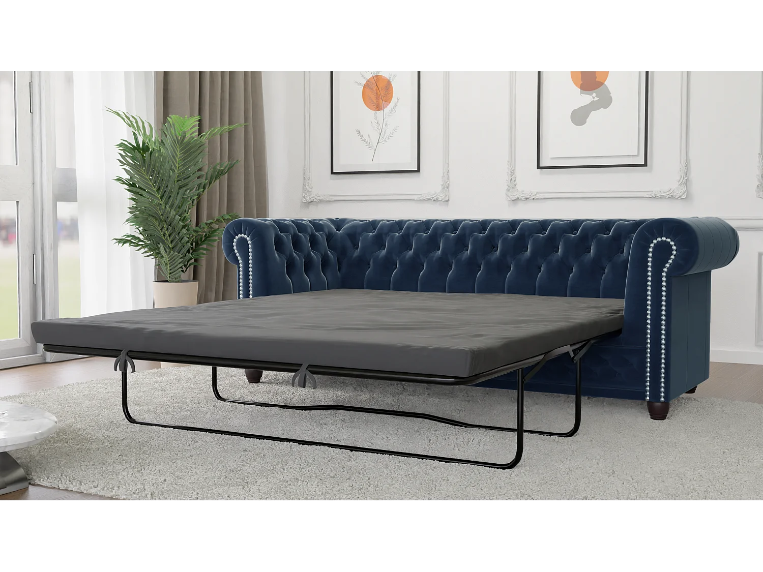 Liv 3-Sitzer Chesterfield Sofa mit Schlaffunktion Samt Bezug