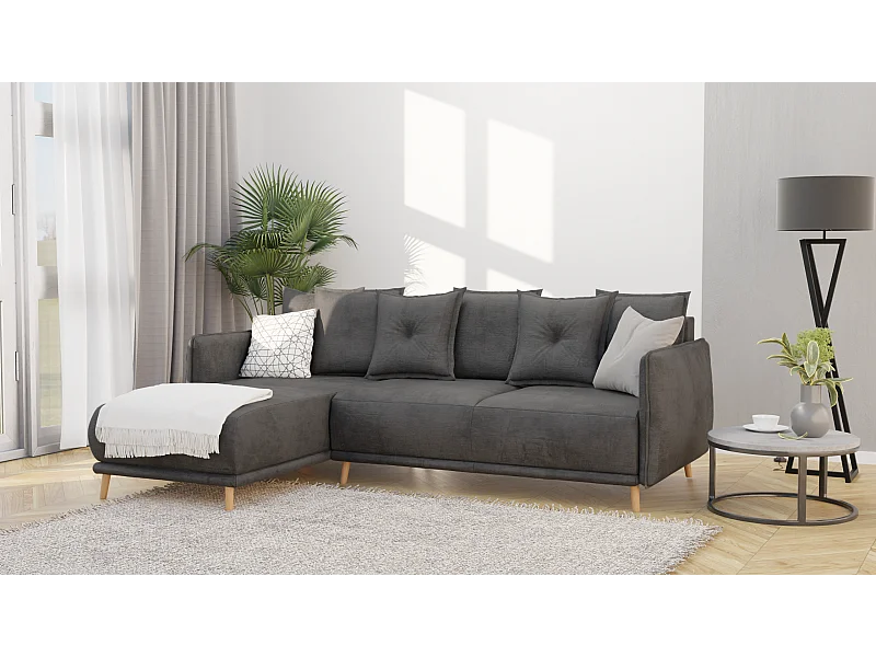 Ecksofa Noah mit Bettfunktion und Bettkasten, im skandinavischen Design