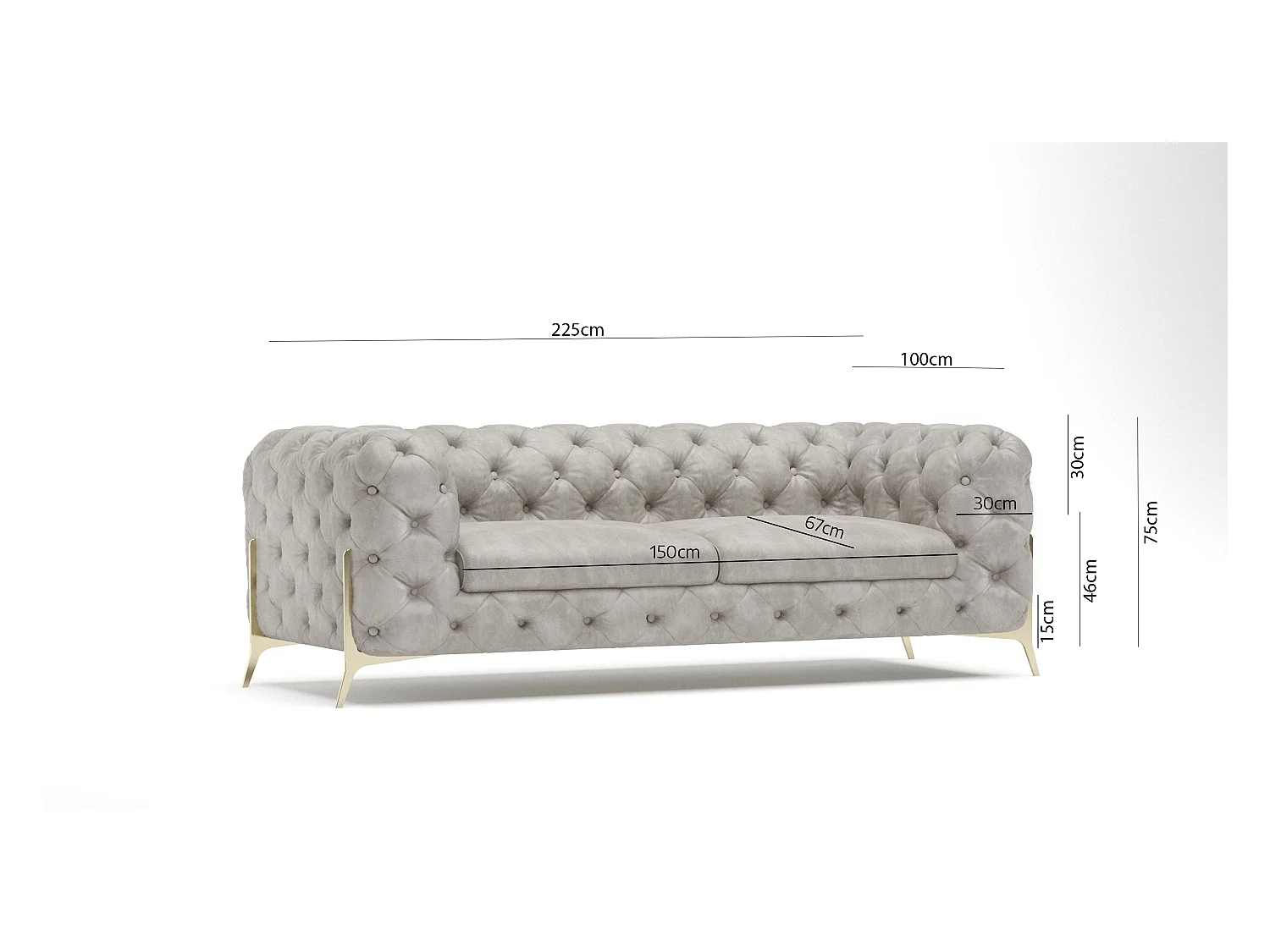 Remy 3-Sitzer Chesterfield Sofa