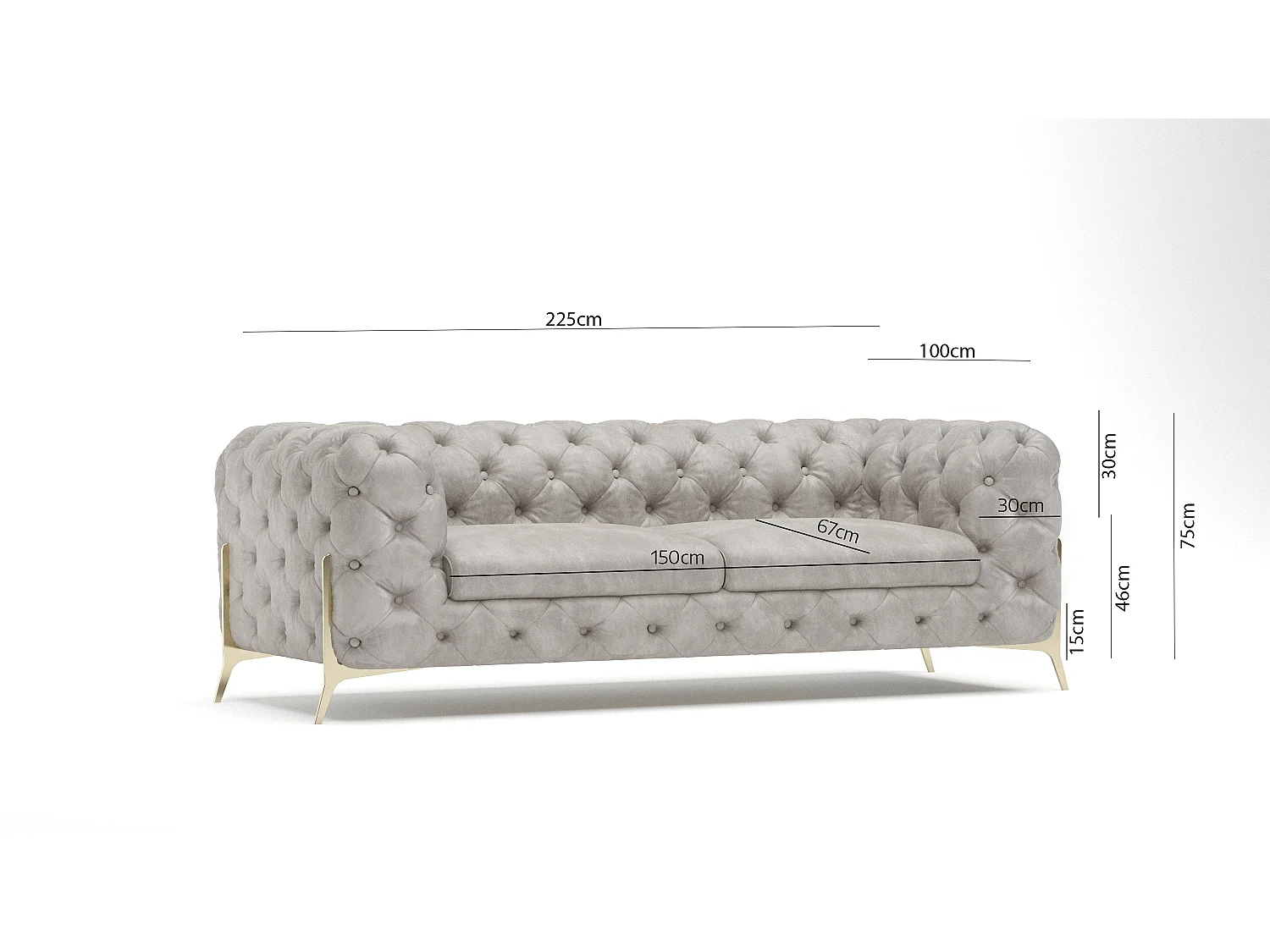 Remy 3-Sitzer Chesterfield Sofa