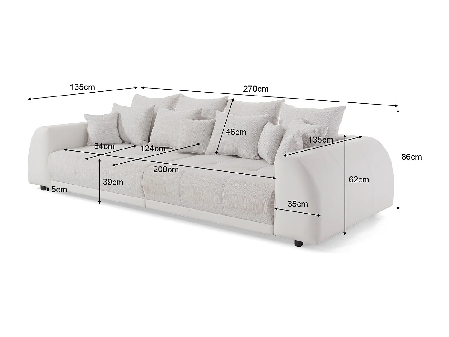 Big-Sofa Nico, 5 Sitzer, Lounge Sofa