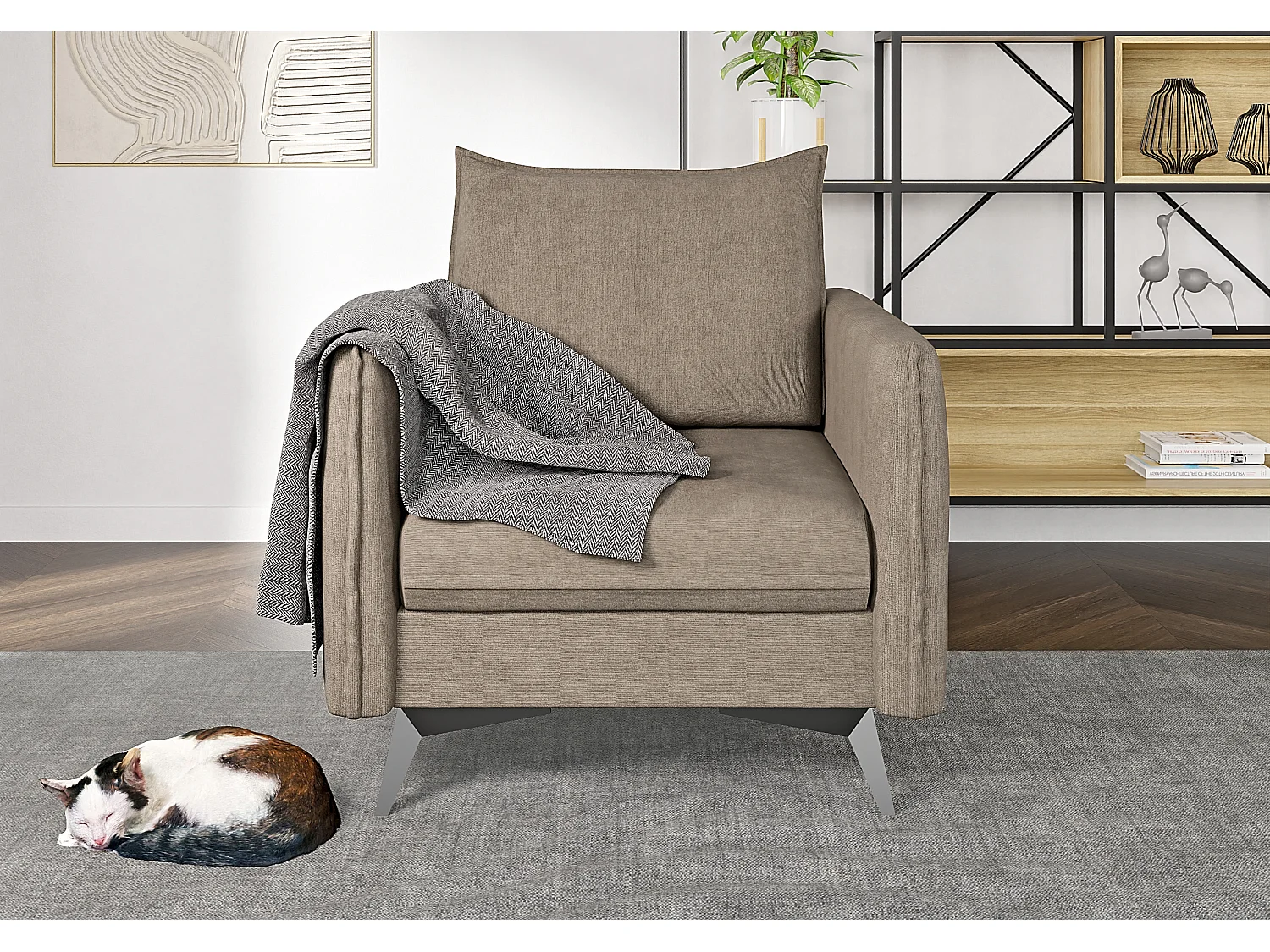 Modernes Sessel Harris mit Schwarz Metall Füßen