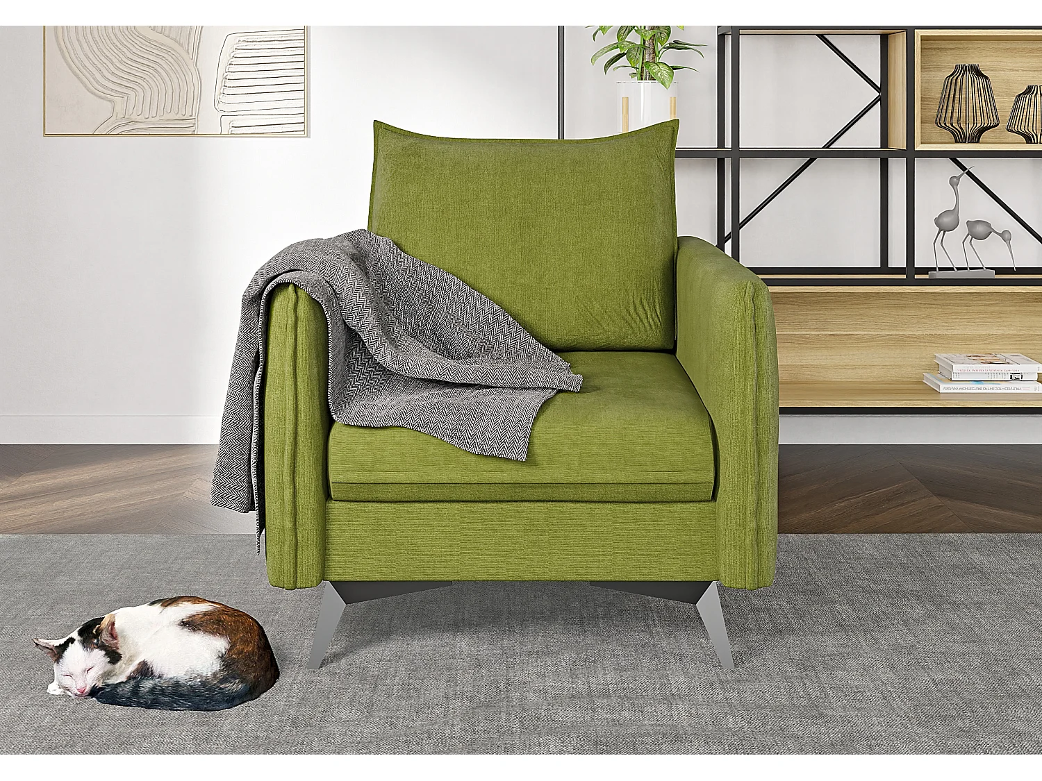 Modernes Sessel Harris mit Schwarz Metall Füßen