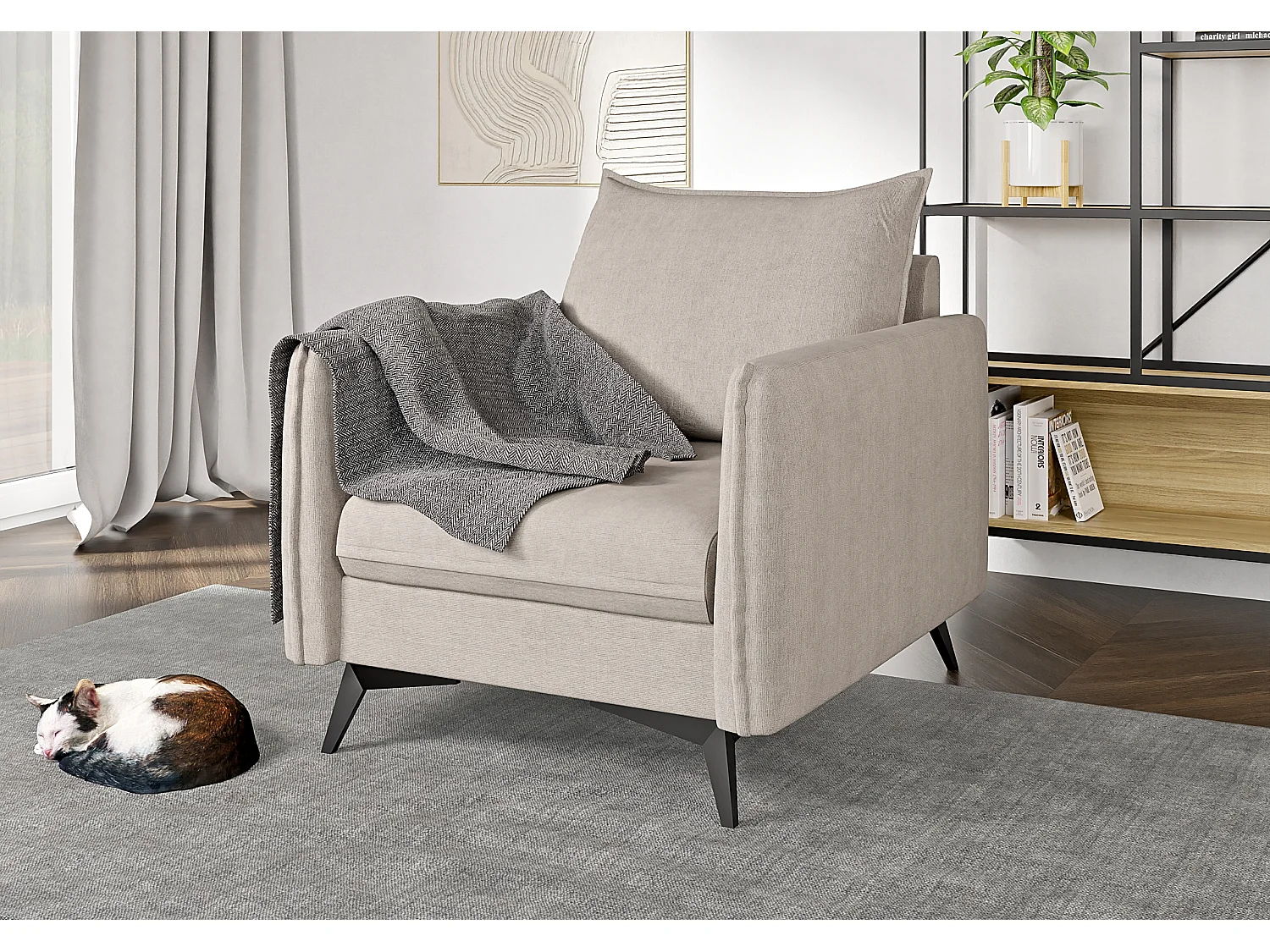 Modernes Sessel Harris mit Schwarz Metall Füßen