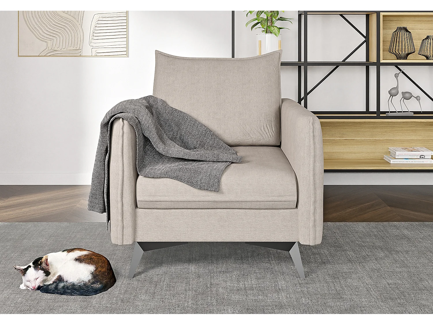 Modernes Sessel Harris mit Schwarz Metall Füßen