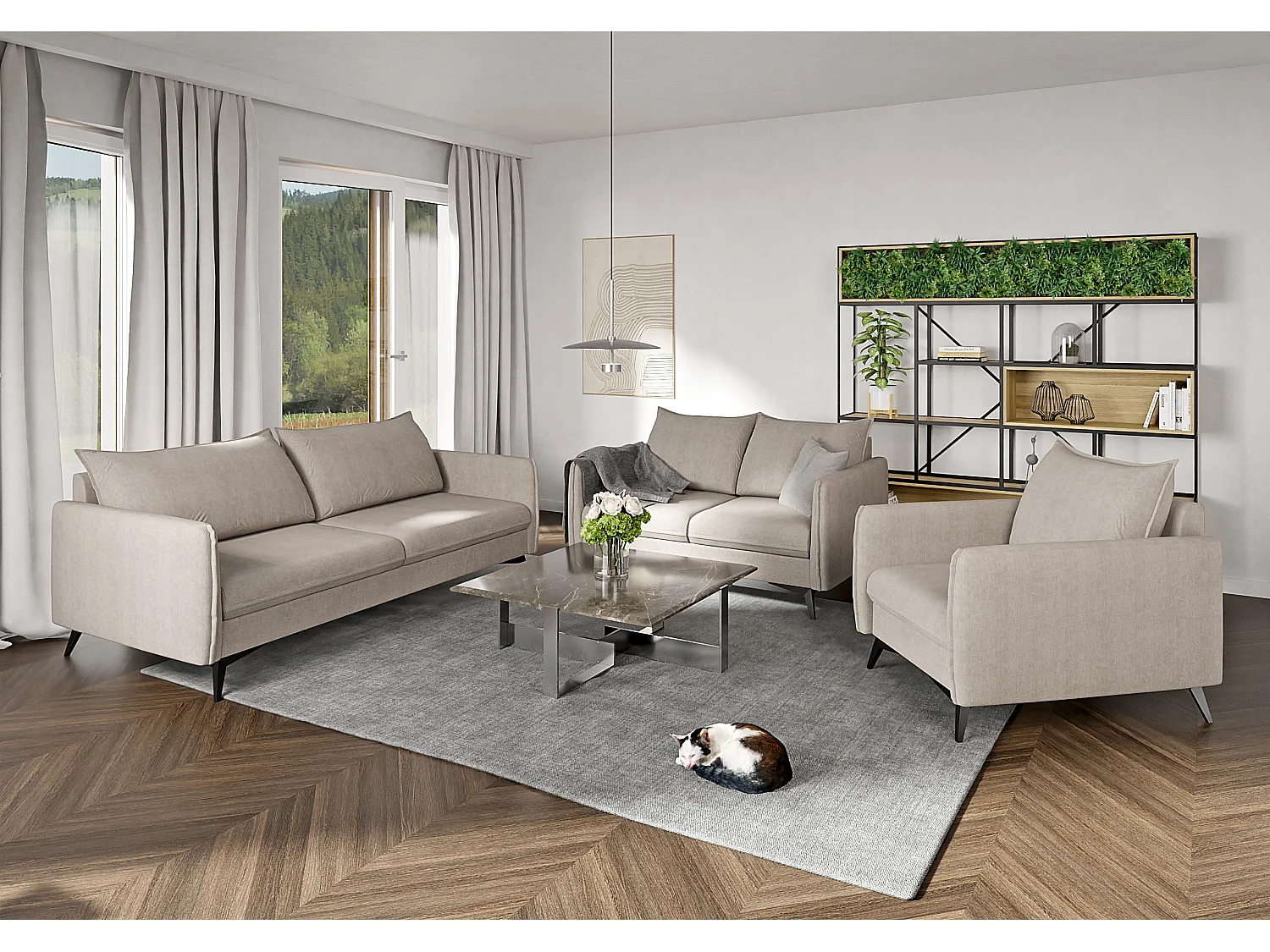 Modernes Sessel Harris mit Schwarz Metall Füßen