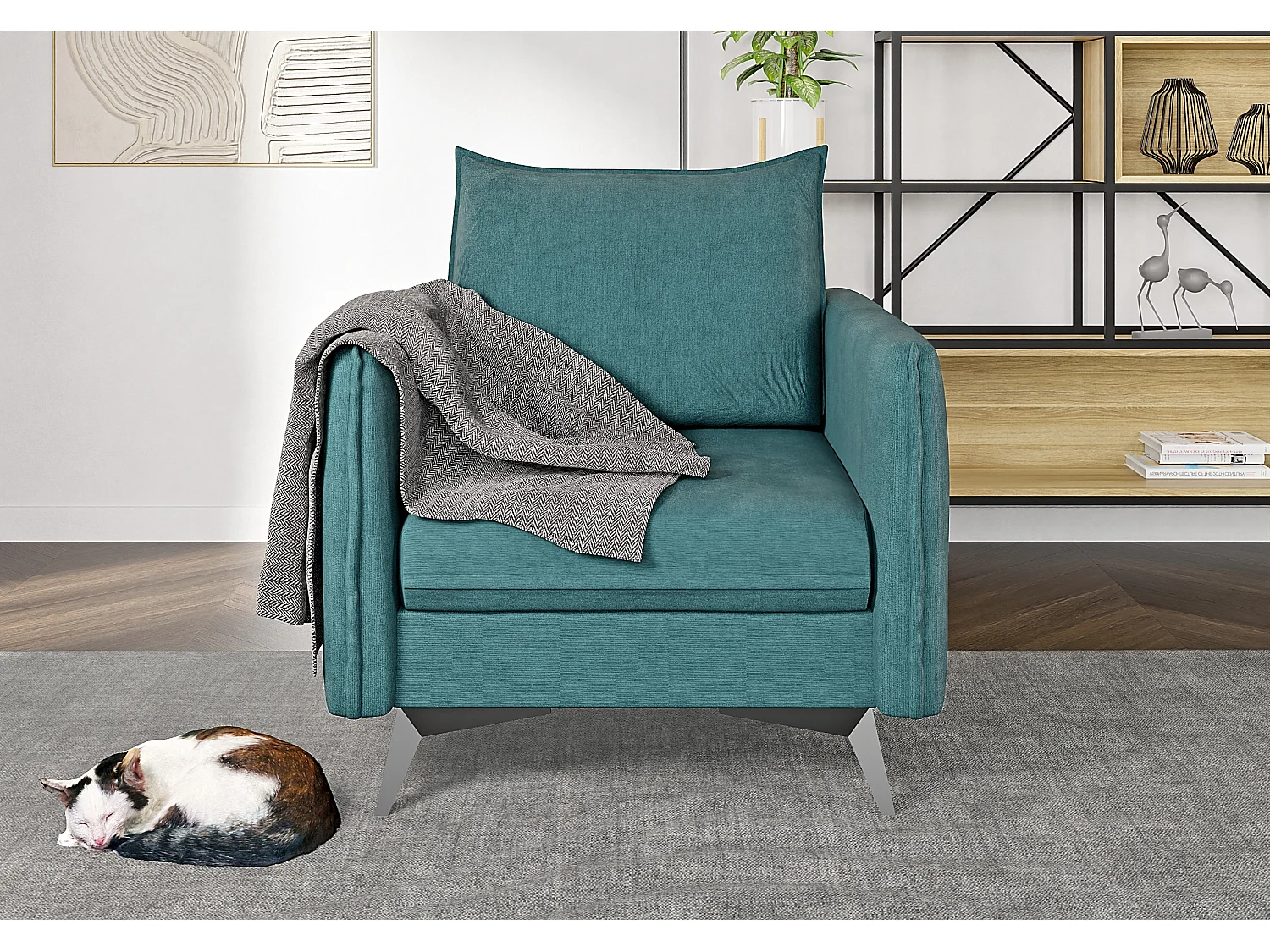 Modernes Sessel Harris mit Schwarz Metall Füßen