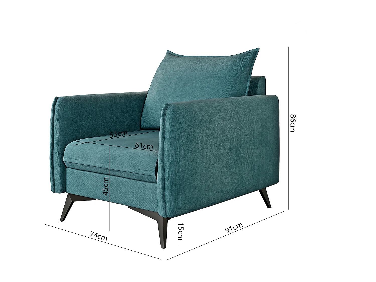 Modernes Sessel Harris mit Schwarz Metall Füßen