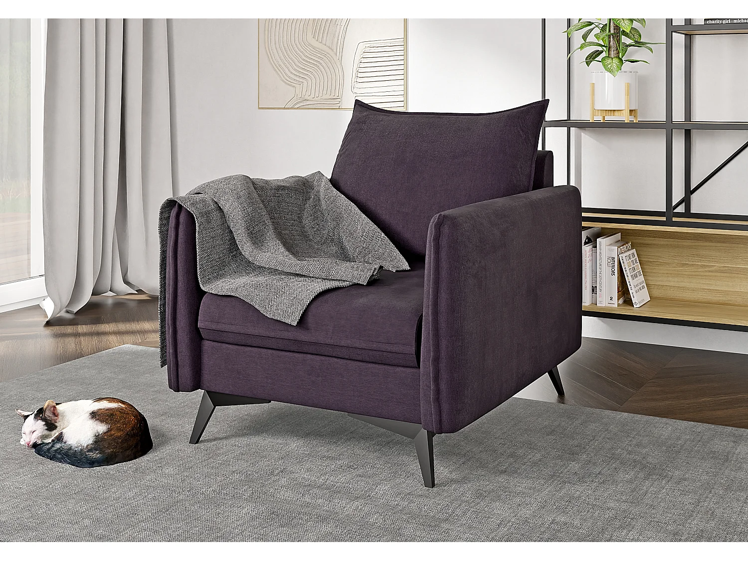 Modernes Sessel Harris mit Schwarz Metall Füßen