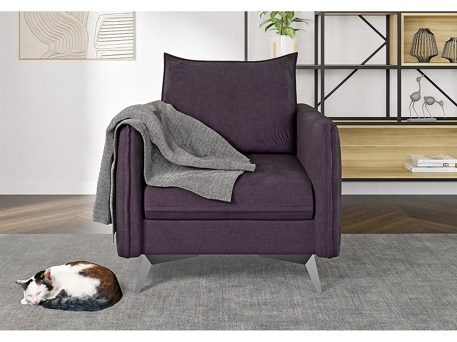 Modernes Sessel Harris mit Schwarz Metall Füßen