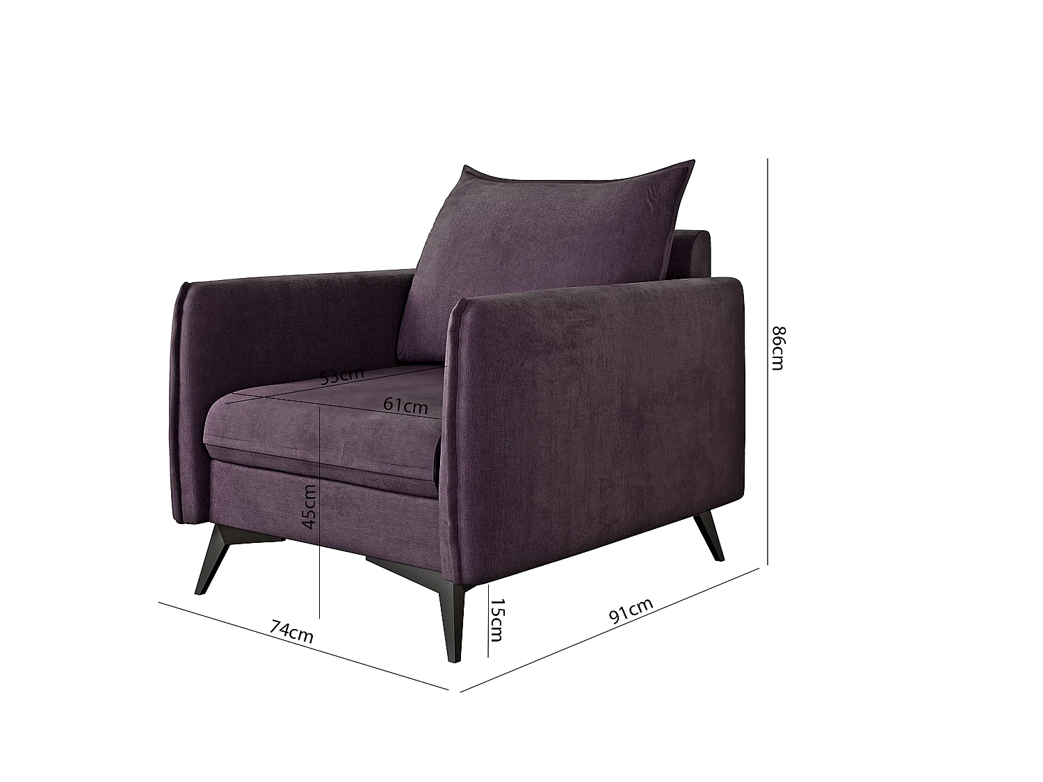 Modernes Sessel Harris mit Schwarz Metall Füßen