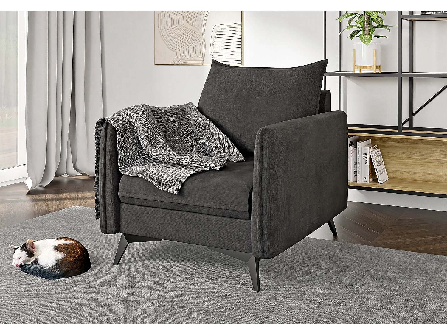 Modernes Sessel Harris mit Schwarz Metall Füßen