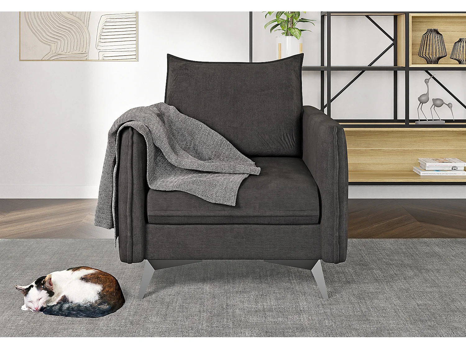 Modernes Sessel Harris mit Schwarz Metall Füßen