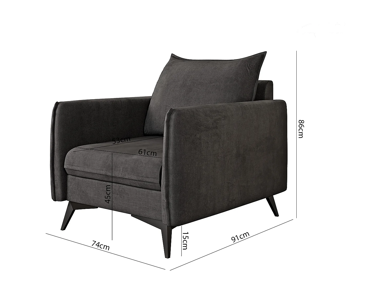 Modernes Sessel Harris mit Schwarz Metall Füßen