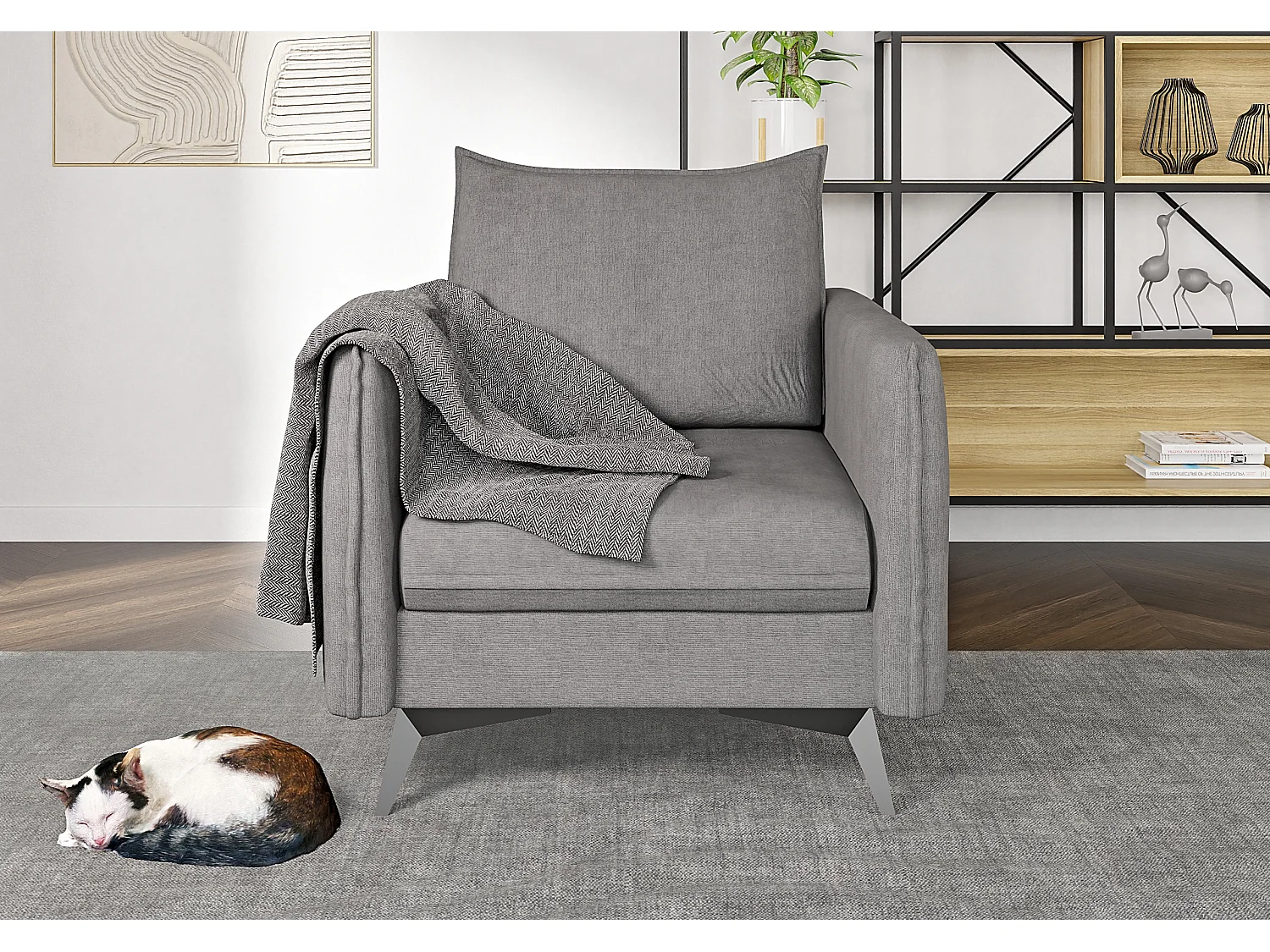 Modernes Sessel Harris mit Schwarz Metall Füßen