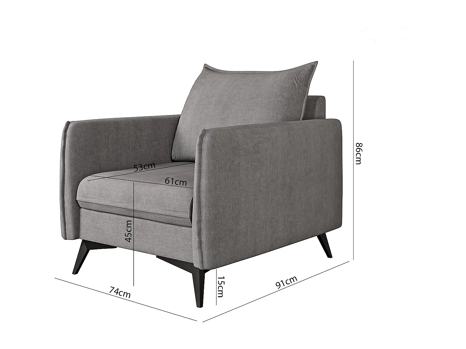 Modernes Sessel Harris mit Schwarz Metall Füßen
