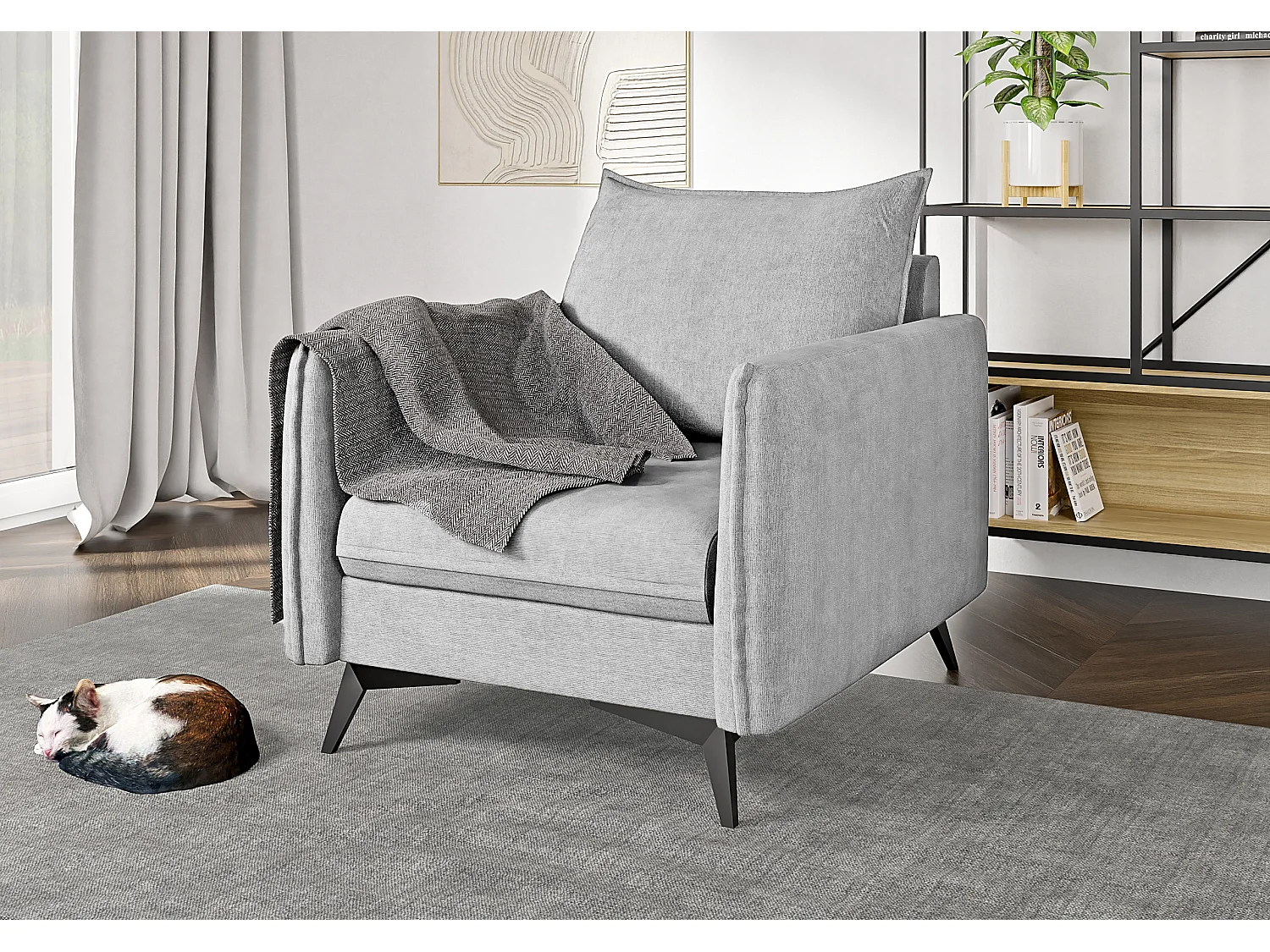 Modernes Sessel Harris mit Schwarz Metall Füßen