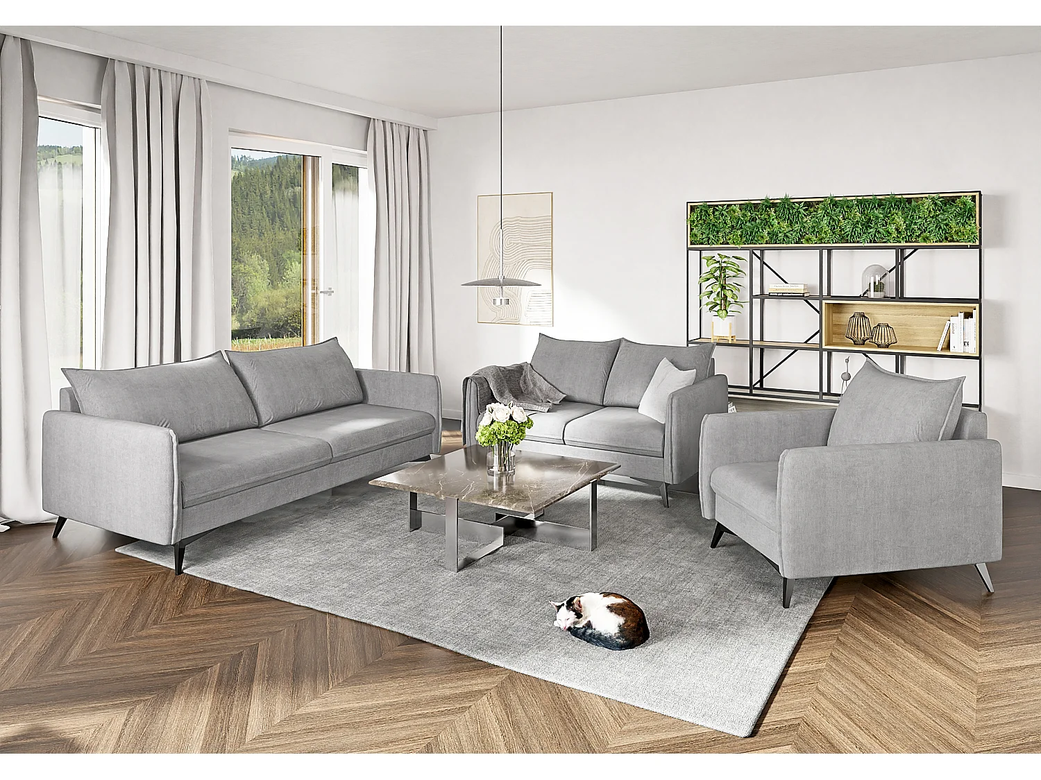 Modernes Sessel Harris mit Schwarz Metall Füßen