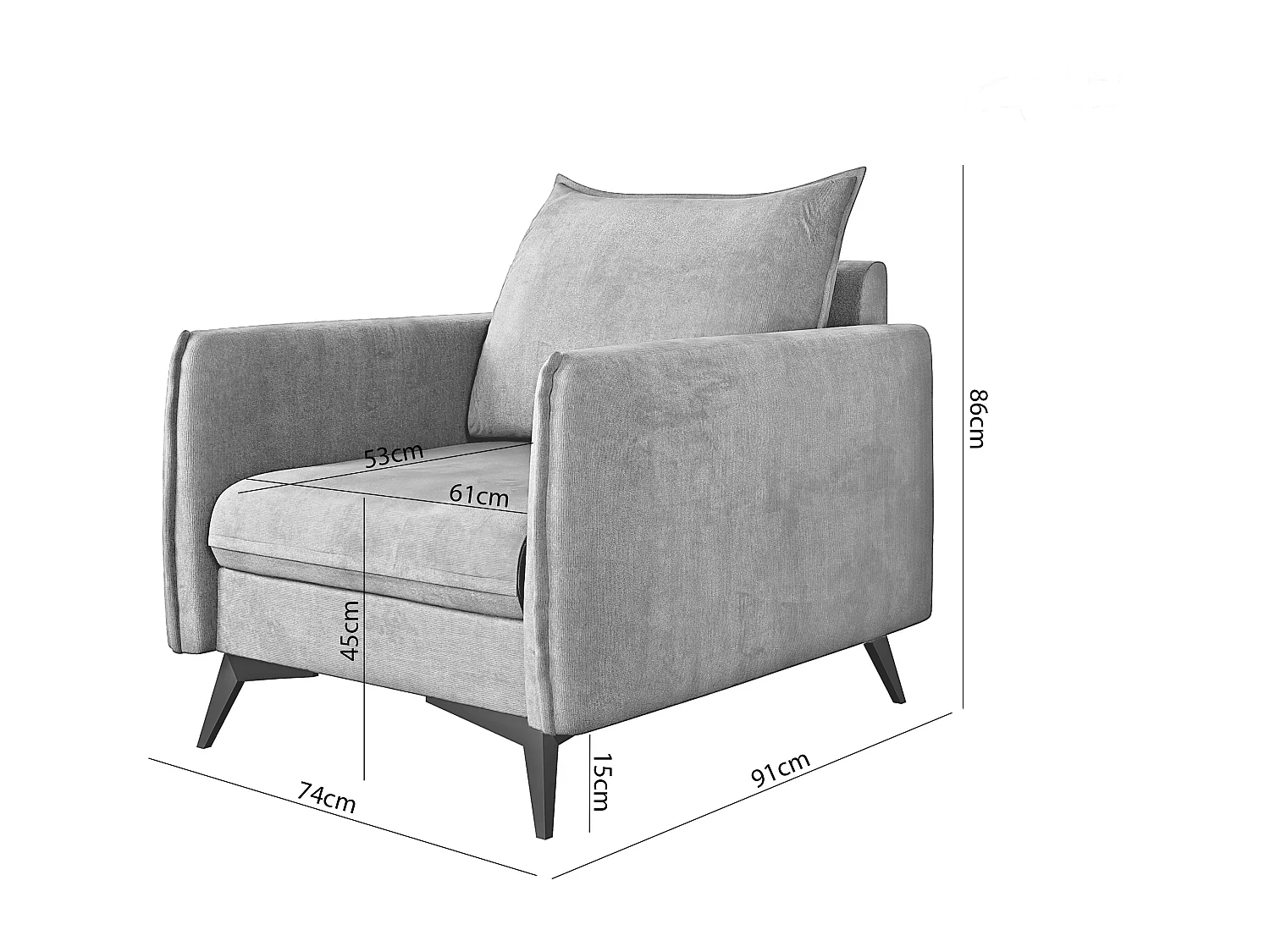 Modernes Sessel Harris mit Schwarz Metall Füßen