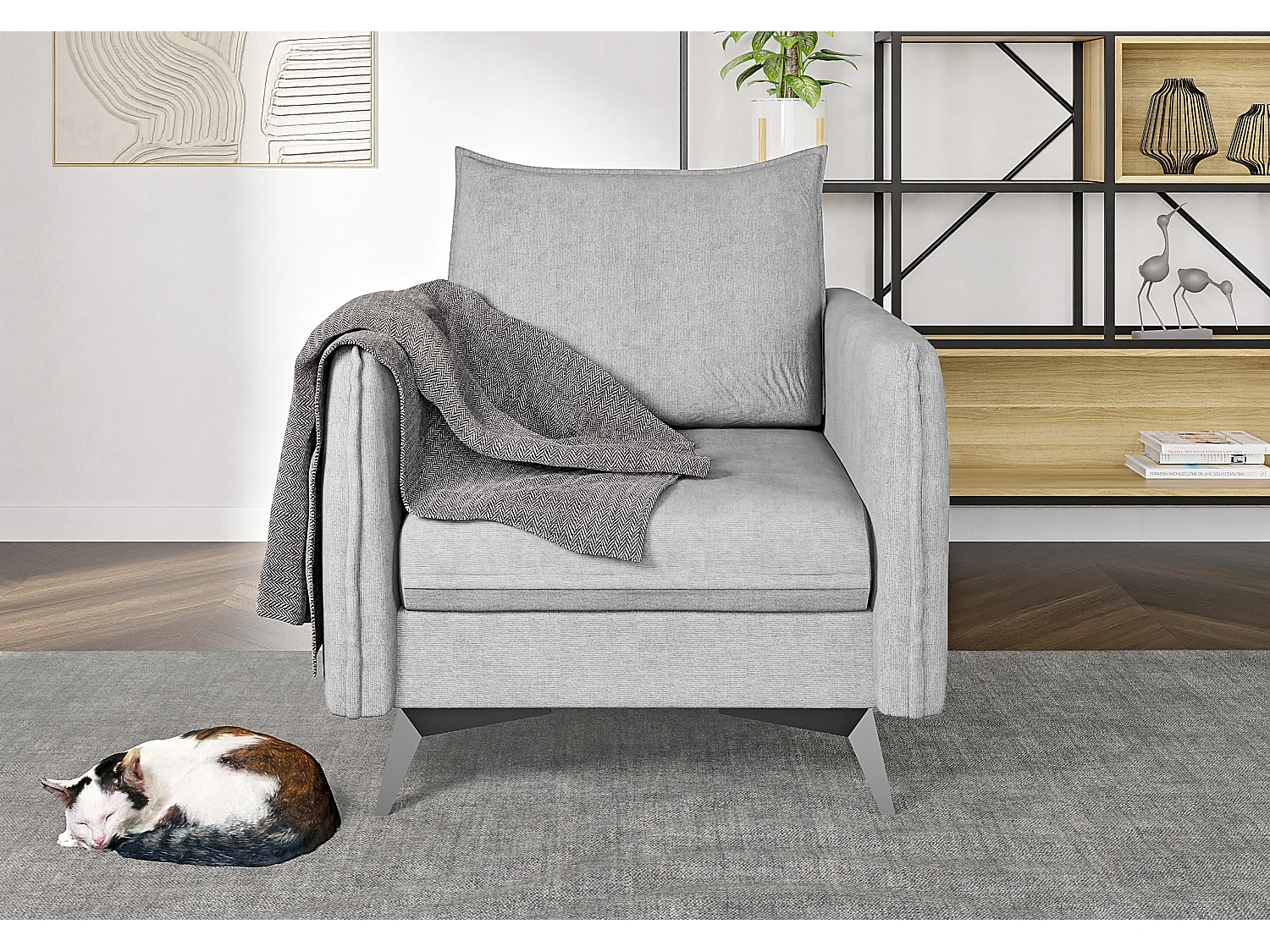 Modernes Sessel Harris mit Schwarz Metall Füßen